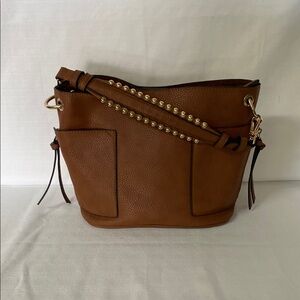 Steve Madden Brown Leather Studded Women's Bucket Bag